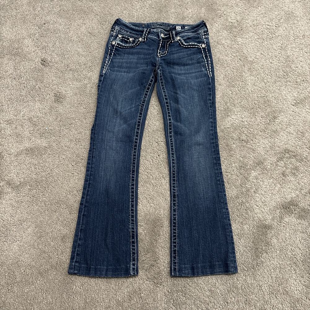 Miss Me Jeans Womens Size 26 Boot Cut JP5014 Denim Blue Jewels